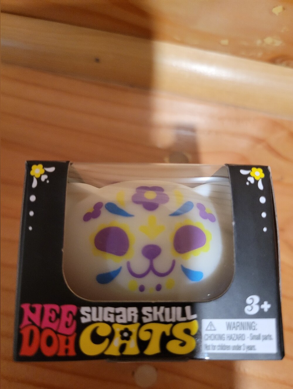 Sugar Skull Cats Squishy Toy - White with Purple & Yellow Accents